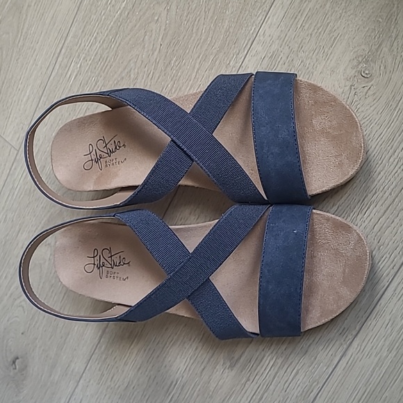 Navy Suede Wedges - Picture 2 of 6